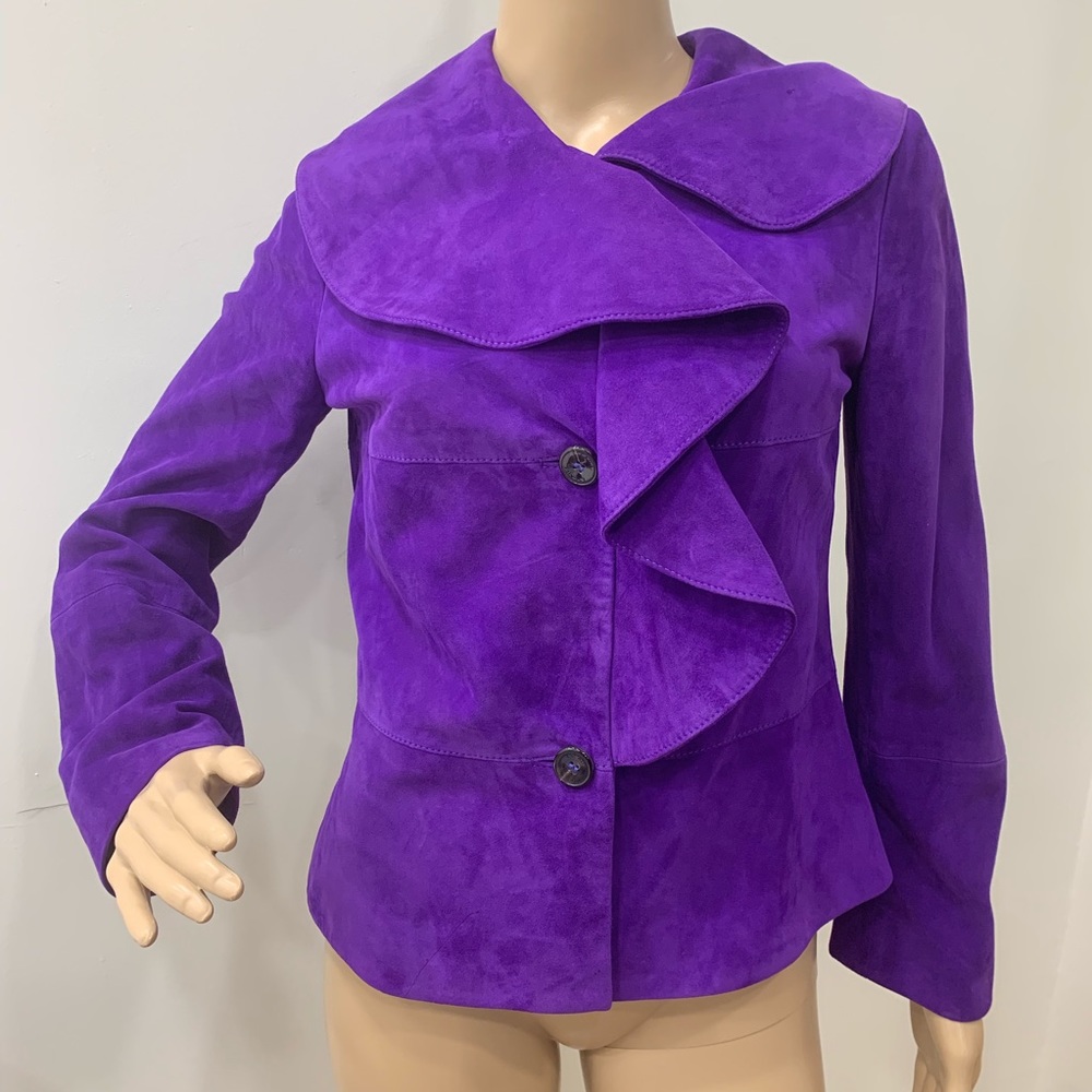 ESCADA suede jacket purple ruffle 36/4